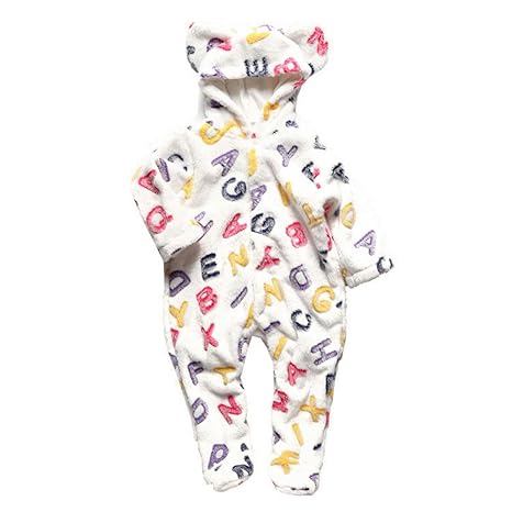 DAZISEN Baby Schlafsack - Weich Outdoor Herbst Und Winter Korallen Vlies Mit Kapuze Baby Overall 0~3 Monate