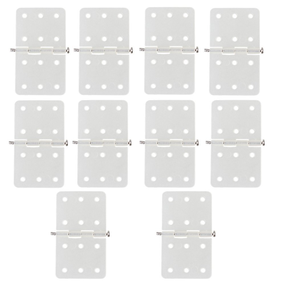 ZIJIA 10pcs 28x16mm Rectangle Beige Foldable and Durable Plastic Pinned Hinges for DIY RC Airplane