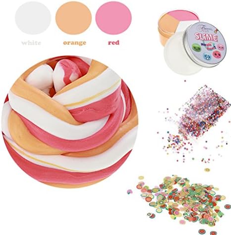 Flaurie Fluffy Slime - Multicolored Fluffy Floam Slime Stress Relief Scented Sludge, Multicolored Foam ball and Fruit Slices 7Oz