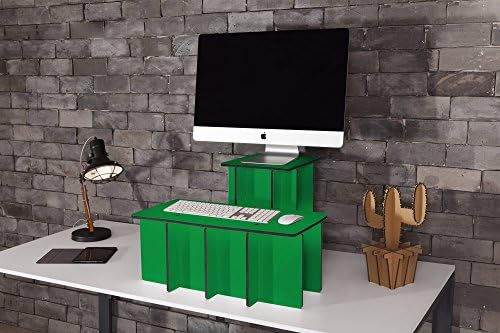 Joki Japanese Design Standing Desk With Adjustable Height | Durable &amp; Stylish Two-Tier Design Stand Up Desk Converter Topper | For Laptop TV Monitor Mouse Keyboard | Ergonomic &amp; Lightweight Desk Riser