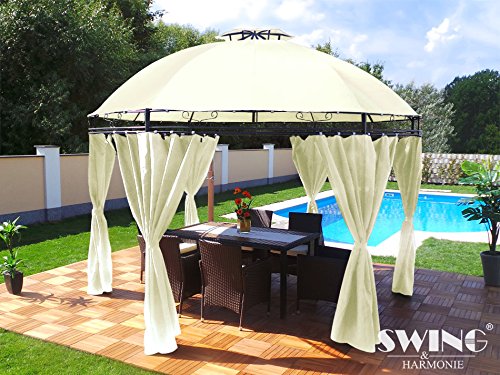 Swing & Harmonie Luxus Pavillon mit LED Beleuchtung - Hochwertiges Gartenzelt - Robustes Partyzelt - Wasserabweisender Gartenpavillon - (Creme) – Bild 4
