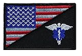 Patch Squad Men's USA Flag/ EMT Caduceus Morale Patch (Black/RWB)