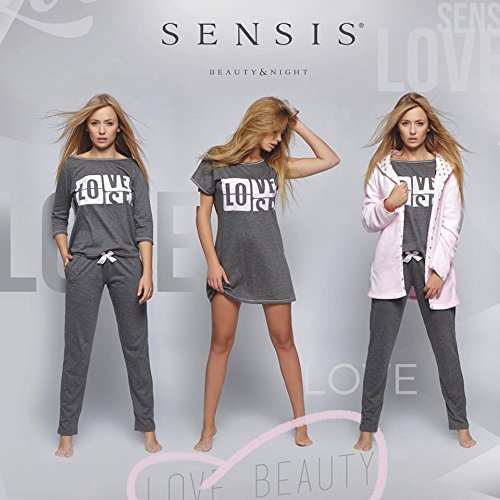 SENSIS-modischer-Baumwoll-Pyjama-Made-in-EU-Schlafanzug-Hausanzug-aus-lssigem-Shirt-und-gemtlicher-Hose