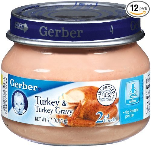Gerber 2nd Foods Meats, Turkey & Turkey Gravy, 2.5-Ounce (Pack of 12)