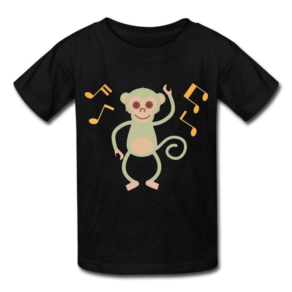 Hanxiaoxiao Boy S Dancing Green Monkey Wine Color Leisure Travel Black T Shirts M Short Sl