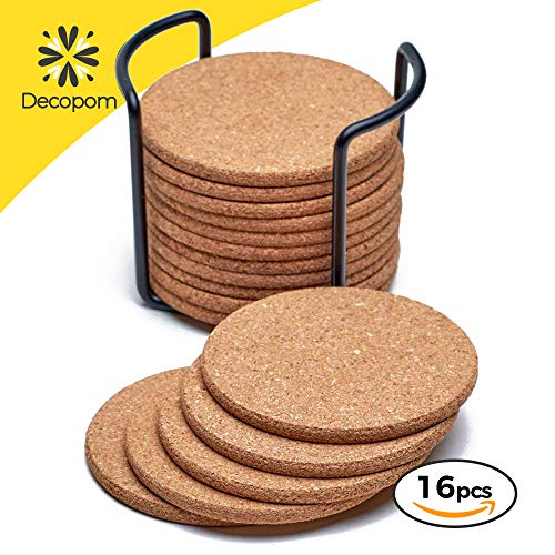 6 Natural+Coasters+Round+Holder+Storage