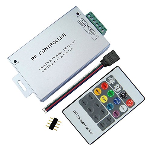 TronicsPros 20 Key DC 12V-24V 12A Multi-functional RF Remote Wireless RGB LED Strip Controller Aluminum Case for SMD 5050 3528 2835 LED Strip Light LED Tape Light Under Car Glow Light Kit