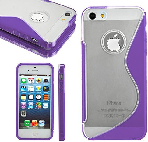 iPhone SE Case, iPhone 5S Case, iPhone 5 Case, Desiro® [Purple] Hybrid Clear Hard Back TPU Bumper Soft Gel Impact Protective S Case Cover Skin for Apple iPhone SE 5S 5