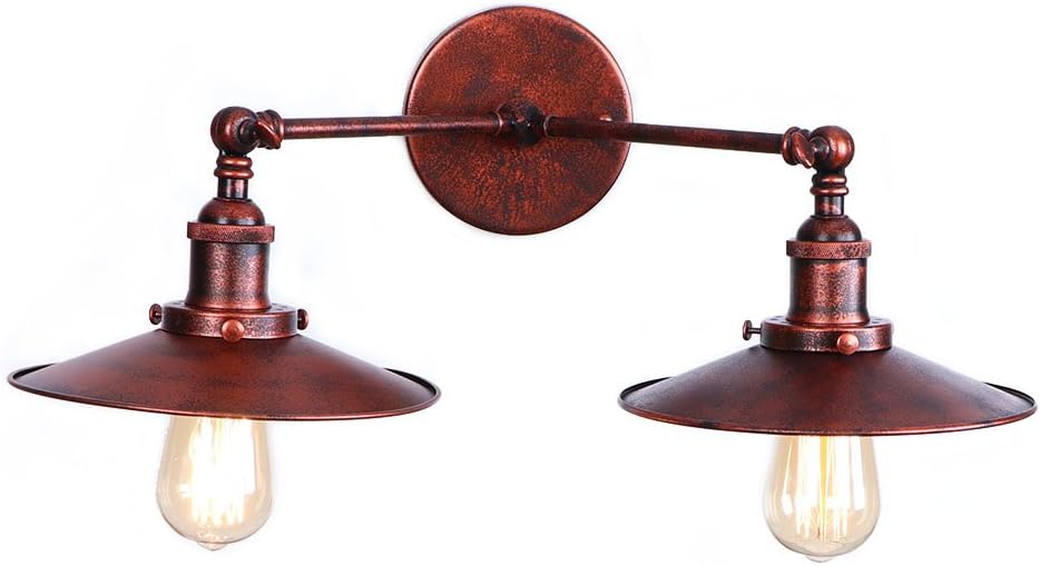 Modern Wall Light Vintage Industrial Antique Iron Double Lamp Rusty Scone Home Decoration Lighting Shade