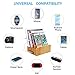 Bamboo Wooden Charging Station for Multiple Device Holder, Desktop Docking Stations Organizer Stand Compatible with Phone, Tablet, Smart Watch and Other Smart Devices (NO Include USB Charger)