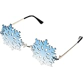 WRITWAA Snowflake Lens Sunglasses Frameless Funny Glasses for Christmas Party Photo Props and Festive Decoration