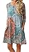 ETCYY Women's Long Sleeve Floral Printed Casual Swing T-shirt Dress With Pockets,Flower,X-Large
