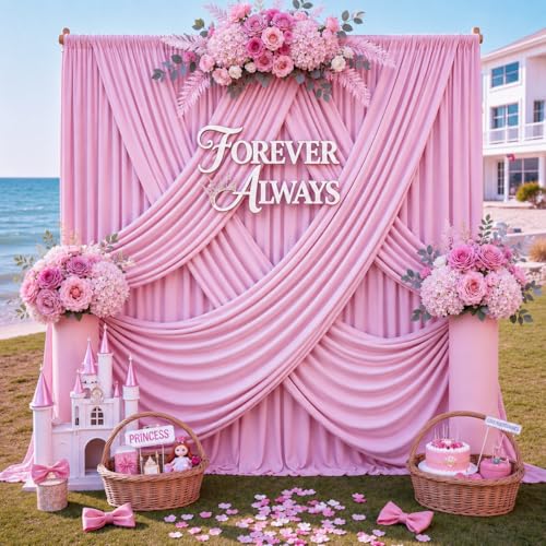 X Wrinkle Free Pink Backdrop Curtains