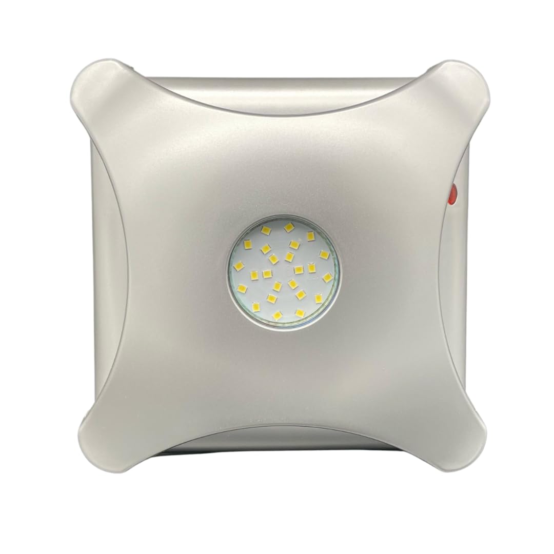 AirTech-UK Bathroom Extractor Fan with Light LED 5W - Fits 4 Inch, 100mm Ducting- Silent Extractor Fan for Bathroom - Wall or Ceiling Installation - Exhaust for Bathroom Kitchen Silver Square Face