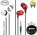 Farstrider 2Packs Stereo Earphones/Headphones/Earbuds with Hard Carrying Case Bag, High Definition, Heavy Deep Bass, Noise Isolating, Tangle Free, Ergonomic Comfort-Fit for iPhone Samsung Ipad PC etc