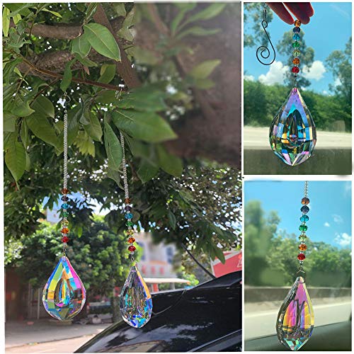 Nice Dream Sun Catcher Feng Shui Crystal Suncatchers for Window with Chakra Bead and 76mm Chandelier Crystal Prism Drops