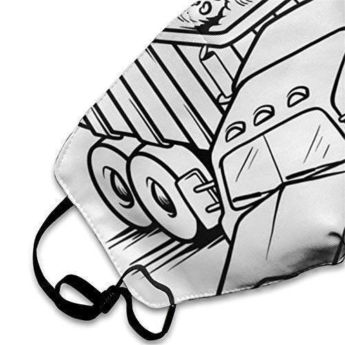 Mouth Mask with Design, Printable Work Load Truck Fashion Earloop Face Masks, Anti-Dust Anti Flu Pollenm Germs Bacteria Virus Smog Face and Nose Cover with Adjustable Elastic Strap, Medical Mask