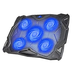 HAVIT-Laptop-Cooling-Fan-Portable-Cooling-Pad-with-5-Quiet-Fans-and-2-USB-Ports-for-Up-to-17-Laptops-F2068-BlackBlue HAVIT Laptop Cooling Fan, Portable Cooling Pad with 5 Quiet Fans and 2 USB Ports, for Up to 17” Laptops, F2068 (Black…