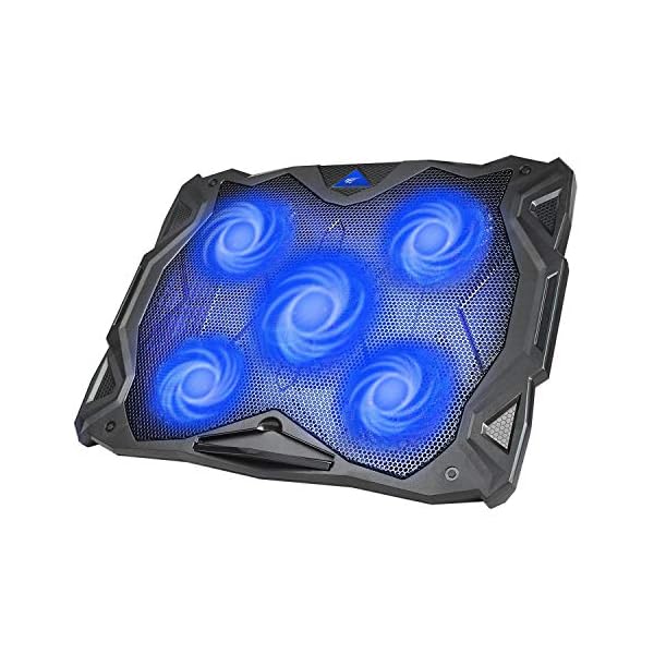 HAVIT-Laptop-Cooling-Fan-Portable-Cooling-Pad-with-5-Quiet-Fans-and-2-USB-Ports-for-Up-to-17-Laptops-F2068-BlackBlue HAVIT Laptop Cooling Fan, Portable Cooling Pad with 5 Quiet Fans and 2 USB Ports, for Up to 17” Laptops, F2068 (Black…