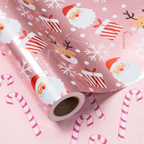 Christmas Santa and Candy Cane Wrapping Paper