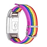 Bandmax Compatible Fitbit Charge 2 Bands Rainbow LGBT, Nylon Fitbit 2 Watch Bands Comfortable Sport Straps Accessories Mix Adjustable Metal Clasp Compatible Fitbit Charge 2(Large Size)