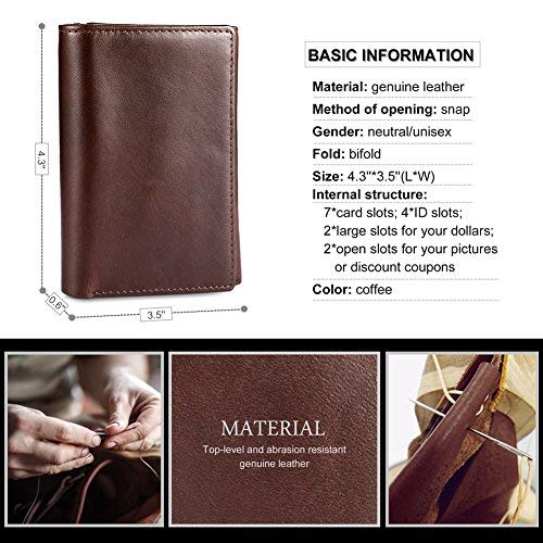 Vbiger Portafoglio Uomo in Vera Pelle con RFID Secured Blocco (Marrone)