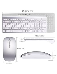 Teclado inalámbrico y ratón combinado, ultra delgado con teclas silenciosas silenciosas para ordenador portátil, Mac, ordenador, Windows OS, Android