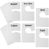 TraGoods 16 Pack White Clothing Rack Size Dividers Plus 60 Labels (1 Inch) and 16 Large Blank Labels, Large Rectangular Cloth