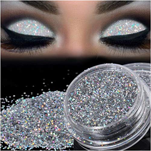 linqiudD 2021 Personality Sparkly Makeup Glitter Loose Powder Eyeshadow Silver Eye Shadow Pigment 5ml