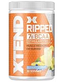 Xtend Ripped Bcaa Powder Blueberry Lemonade | Cutting Formula + Sugar Free Post Workout Muscle Recovery Drink with Amino Acids | 7g bcaas for Men & Women | 30 Servings
