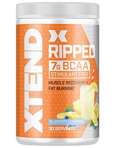 Xtend Ripped Bcaa Powder Blueberry Lemonade | Cutting Formula + Sugar Free Post Workout Muscle Recovery Drink with Amino Acids | 7g bcaas for Men & Women | 30 Servings