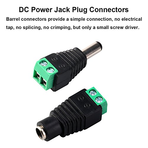 [Real 18AWG 43x2pcs Wires] 10 Pairs DC Power Pigtail Cable 12V 5A Male & Female + 10 Pairs DC Power Jack Plug Adapter Connector for CCTV Home Security Surveillance by MILAPEAK (2.1mm x 5.5 mm) - Thumbnail 3