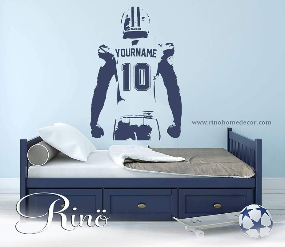 Varsity Letter Decal With Personalized Name And Football B1 For Teen Boys Bedroom Sports Wall Decal Football Wall Decal Home Decor Home Living Puzzles Design Media De
