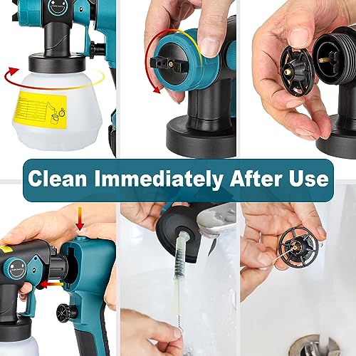 Makita 18V Cordless Paint Spray System HVLP Gun 200W 1000ML 4 Nozzles 3 Patterns for DIY Walls