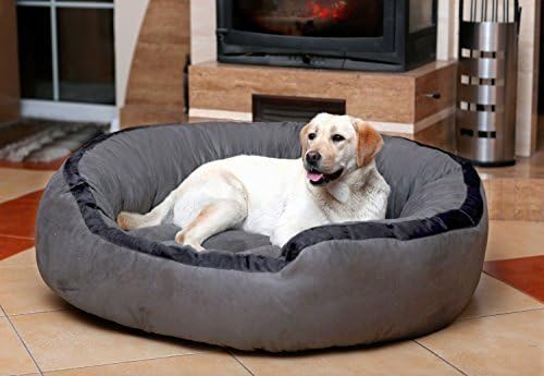 Hiputee Luxurious and Durable Polyester Filled Soft Dual Colour Dog/Cat Bed (Small, Grey) 65x65x20 cms