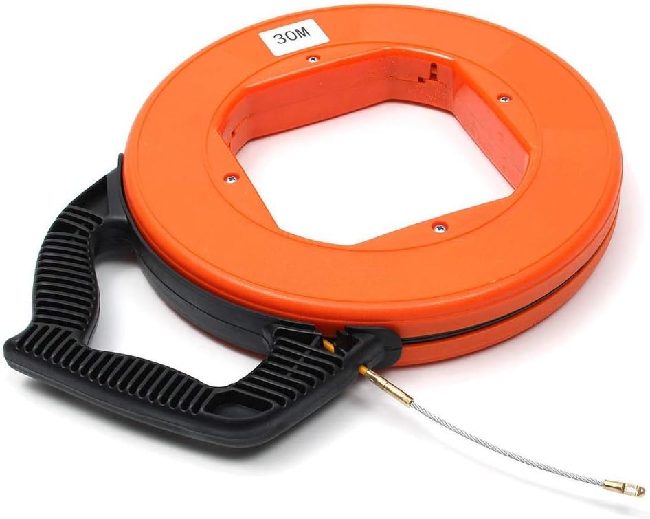 MongGood 30Meter Fiberglass Fish Tape Reel Puller Conduit Ducting Rodder Pulling Wire Cable Fishing Tool