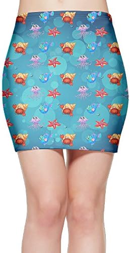 Starfish Crab Fish Women's Ease In Comfort Stretchable Above The Knee Pencil Skirt Mini Skirt M