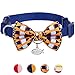 Blueberry Pet Timeless Navy Blue Breakaway Adjustable Chic Fish Print Handmade Bow Tie Cat Collar with European Crystal Bead on Fish Charm, Neck 9