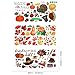 400 Pieces Fall Leaves Window Clings Stickers Thanksgiving Pumpkin Turkey Straw Hat Maple Leaves Acorns Window Stickers for Autumn Party Decorations, 3 Sheets (Style Set 2)