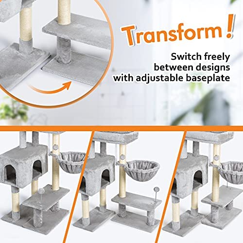 rabbitgoo Cat Tree Cat Tower with Adjustable Base, Small Cat Tree for