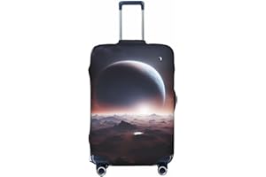 AOLXDE Space Planet Print Travel Luggage Cover Suitcase Wrap Elastic Suitcase Protector Fits 18-32 Inch Suitcases, Black, Lar