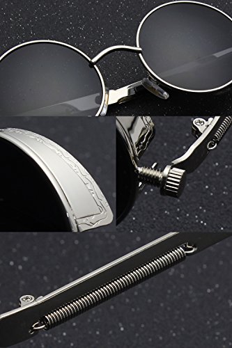 CGID E72 Retro Steampunk Style Inspired Round Metal Circle Polarized Sunglasses for Men