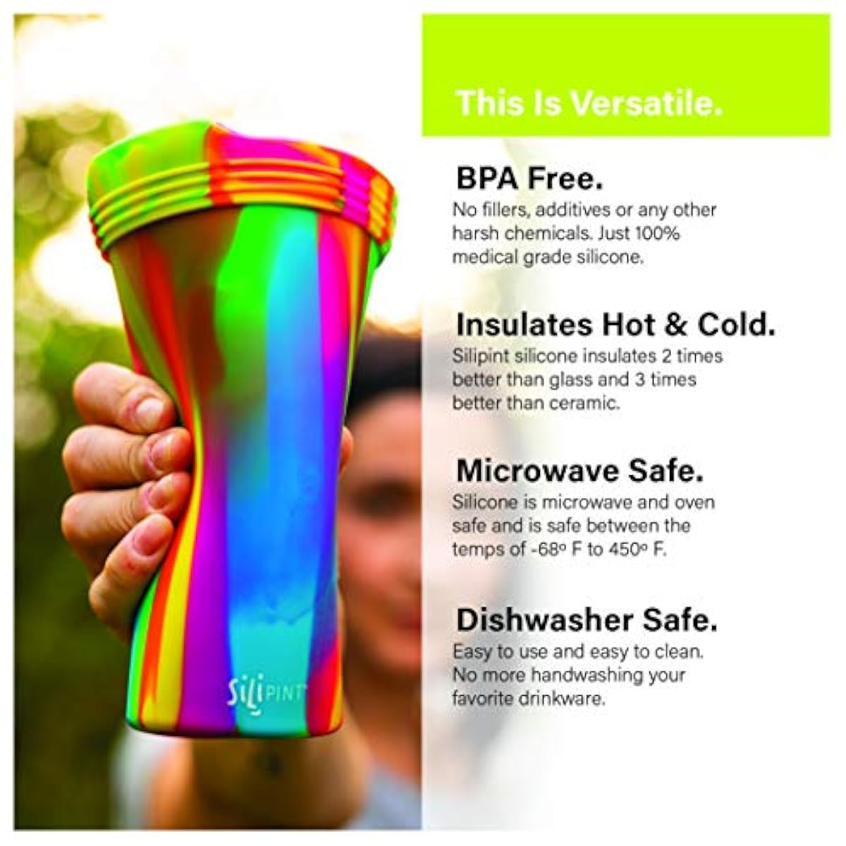 Silipint The Original Silicone Cups 22oz Bomber Glass With Lid and