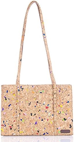 Yvettevans Natural Cork Handbag Satchel Women's Top Cork Bag Peta Approved (Colorful)