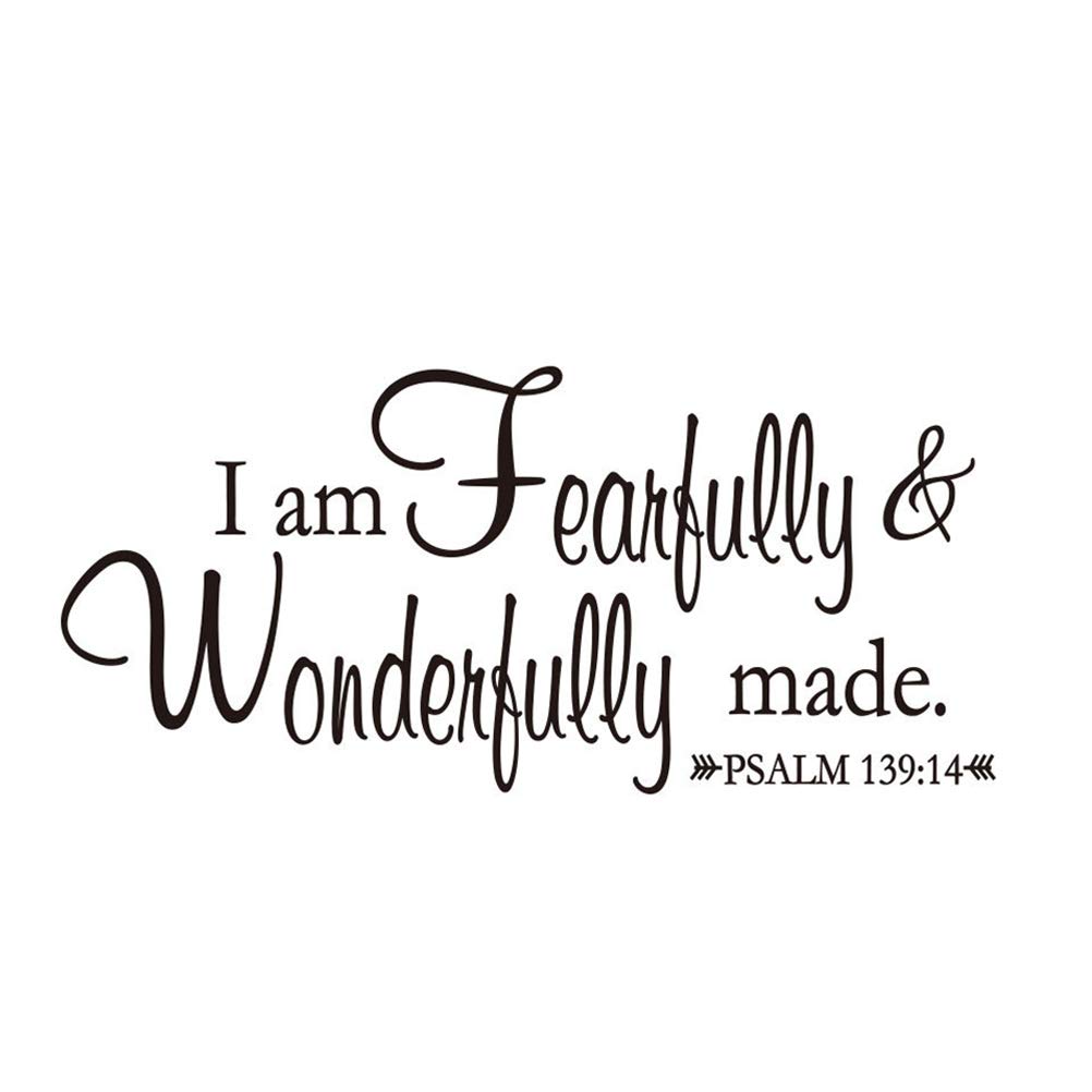 Artibetter I Am Fearfully And Wonderfully Made Psalm 139: 14 Vinyl Wall Decal Sscripture Wall Art Vinyl Lettering for home
