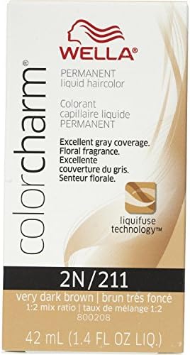 Wella Color Charm 2N/211 Very Dark Brown Permanent Liquid Hair Color Value Packs (12 pcs)