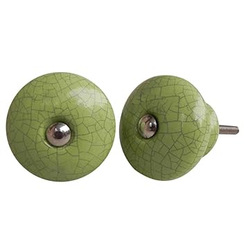 Indianshelf Handmade Pack Of 4 Green Ceramic Crackle Contemporary