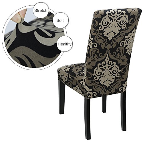 image for Fuloon Super Fit Stretch Jacquard Removable Washable Short Dining Chai