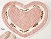 Heart Shape Bath Rug - Cute Floral Rose Heart Shaped Floor Rug Pink Plush Floor Mat Washable Rugs Small Soft Carpet with Non-Slip Backing Doormat Shower & Toilet Rugs Bathroom Accessories