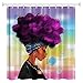 Women Black Shower Curtain- with Purple Hair Hairstyle- Waterproof Polyester 100% Shower Curtain 60x72(155cmx180cm)…